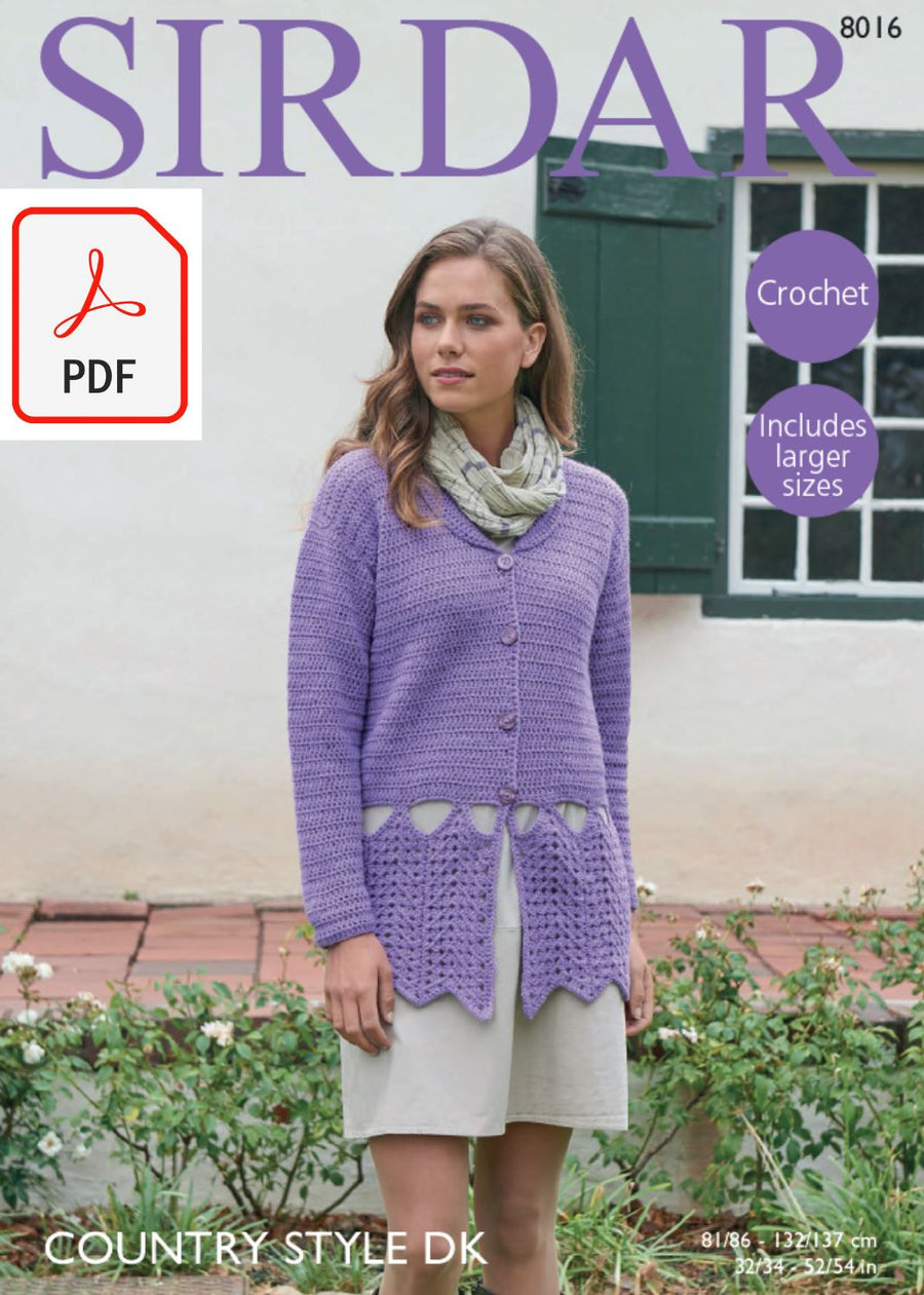 Sirdar 8016 Jacket in Country Style DK (PDF) Knit in a Box 