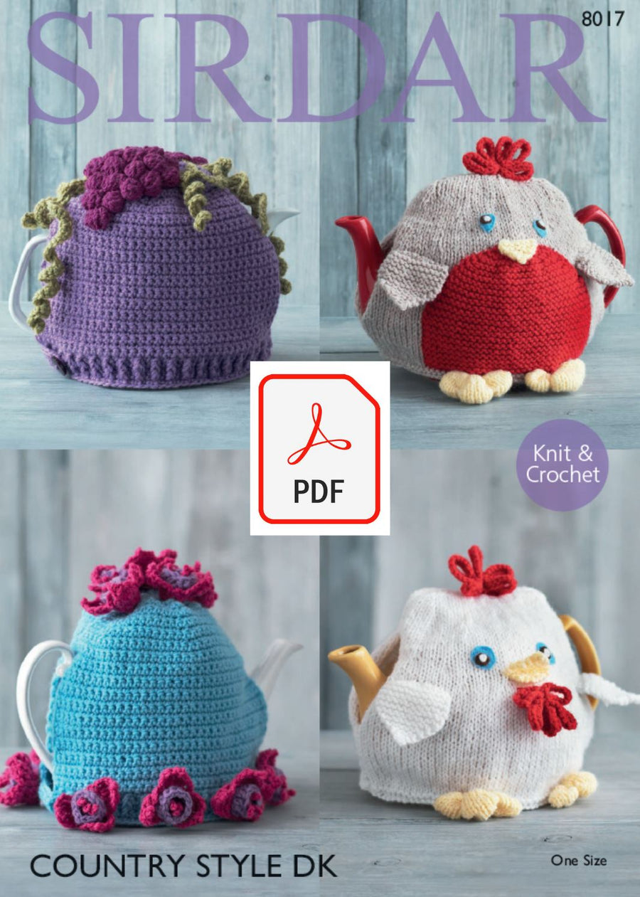 Sirdar 8017 Crochet/Knitted Teacosies in Country Style DK (PDF) Knit in a Box 