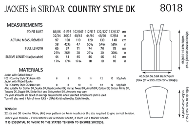 Sirdar 8018 Jacket in Country Style DK (PDF) Knit in a Box