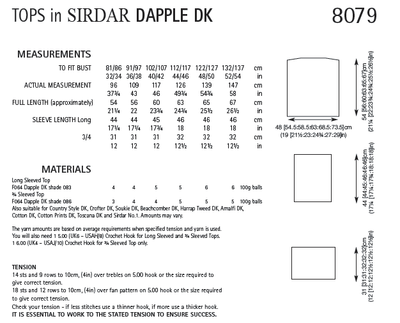 Sirdar 8079 Tops in Dapple DK (PDF) Knit in a Box