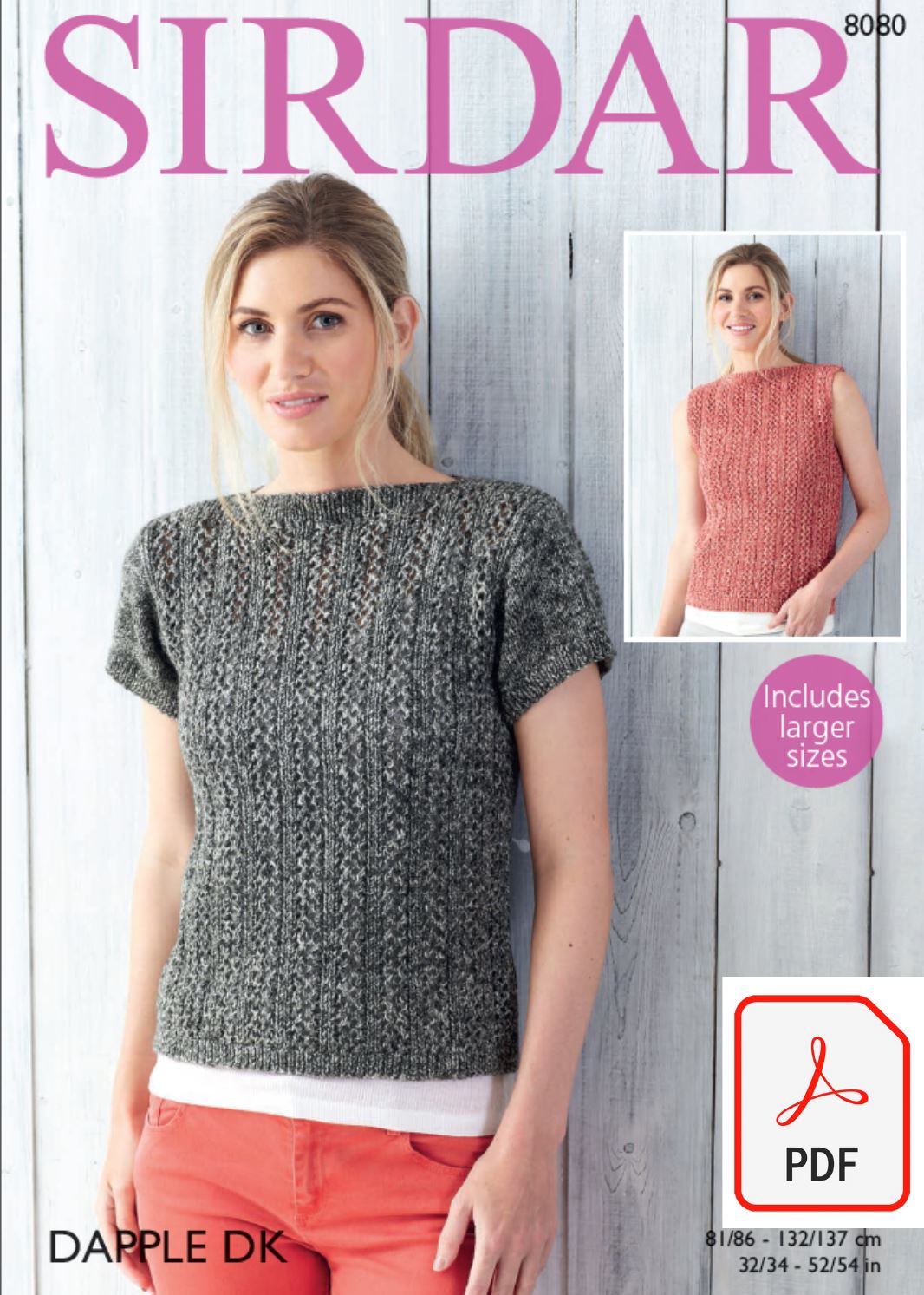 Sirdar 8080 Tops in Dapple DK (PDF) Knit in a Box