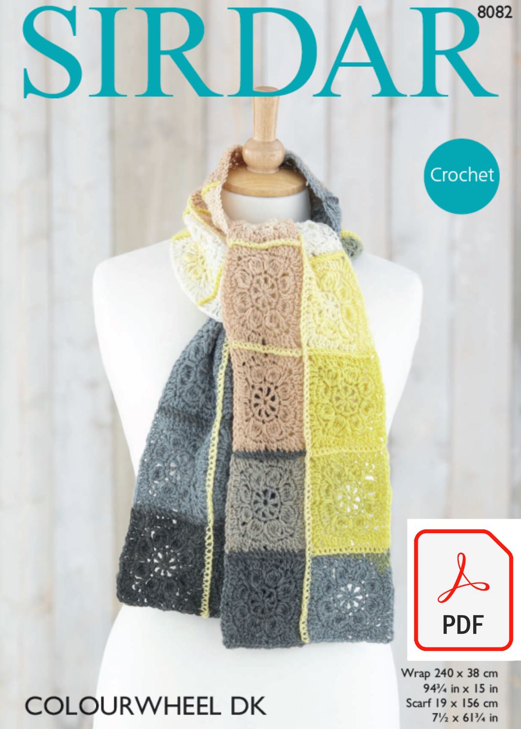 Sirdar 8082 Wrap and Scarf in Colourwheel DK (PDF) Knit in a Box