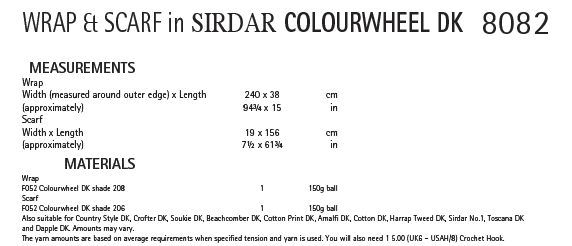 Sirdar 8082 Wrap and Scarf in Colourwheel DK (PDF) Knit in a Box