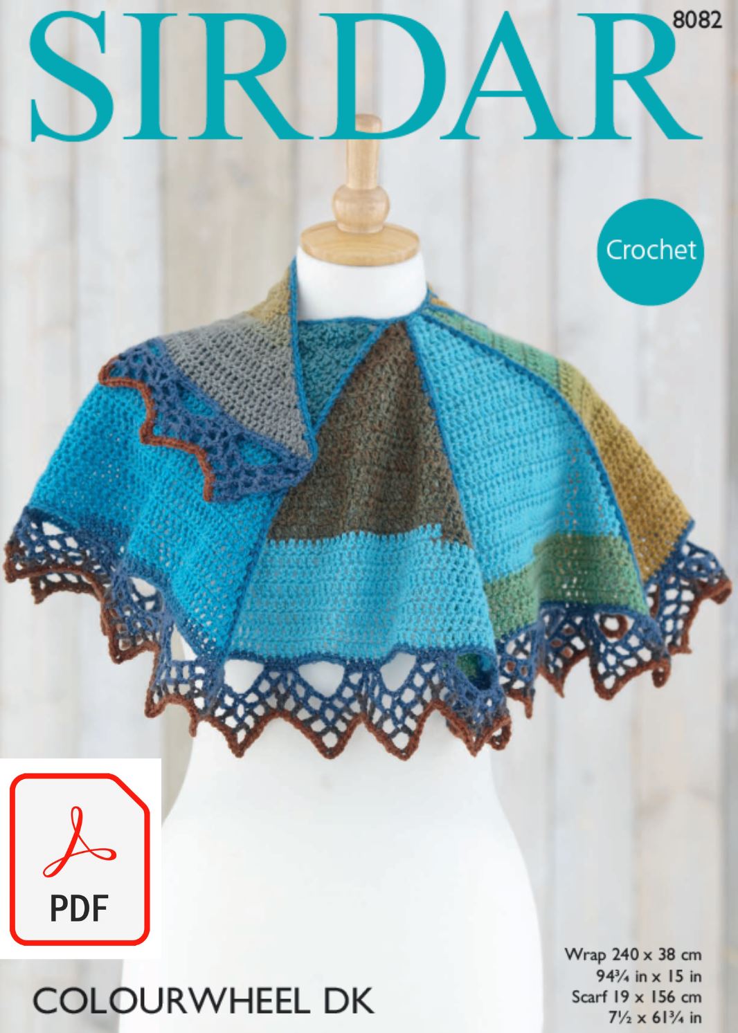 Sirdar 8082 Wrap and Scarf in Colourwheel DK (PDF) Knit in a Box