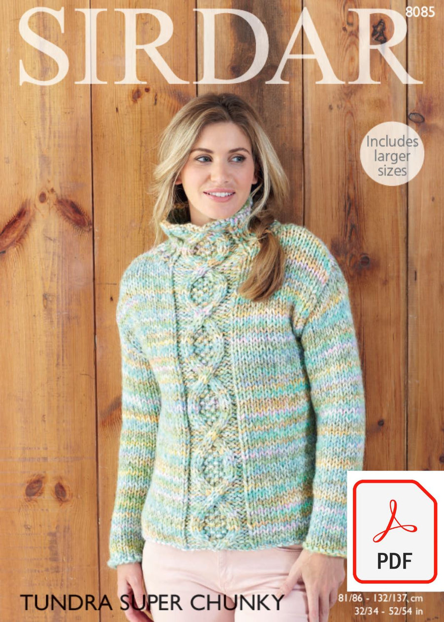 Sirdar 8085 Sweater in Tundra Super Chunky (PDF) Knit in a Box 