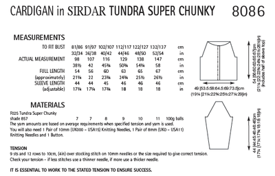 Sirdar 8086 Cardigan in Tundra Super Chunky (PDF) Knit in a Box