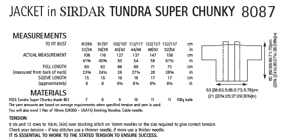 Sirdar 8087 Jacket in Tundra Super Chunky (PDF) Knit in a Box
