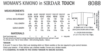 Sirdar 8088 Woman´s Kimono in Touch (PDF) Knit in a Box