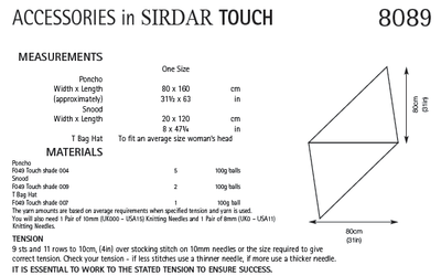 Sirdar 8089 Accessories in Touch (PDF) Knit in a Box