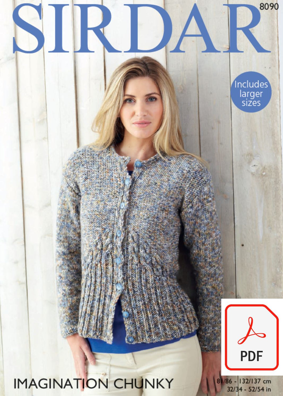 Sirdar 8090 Cardigan in Imagination Chunky (PDF) Knit in a Box 