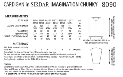 Sirdar 8090 Cardigan in Imagination Chunky (PDF) Knit in a Box