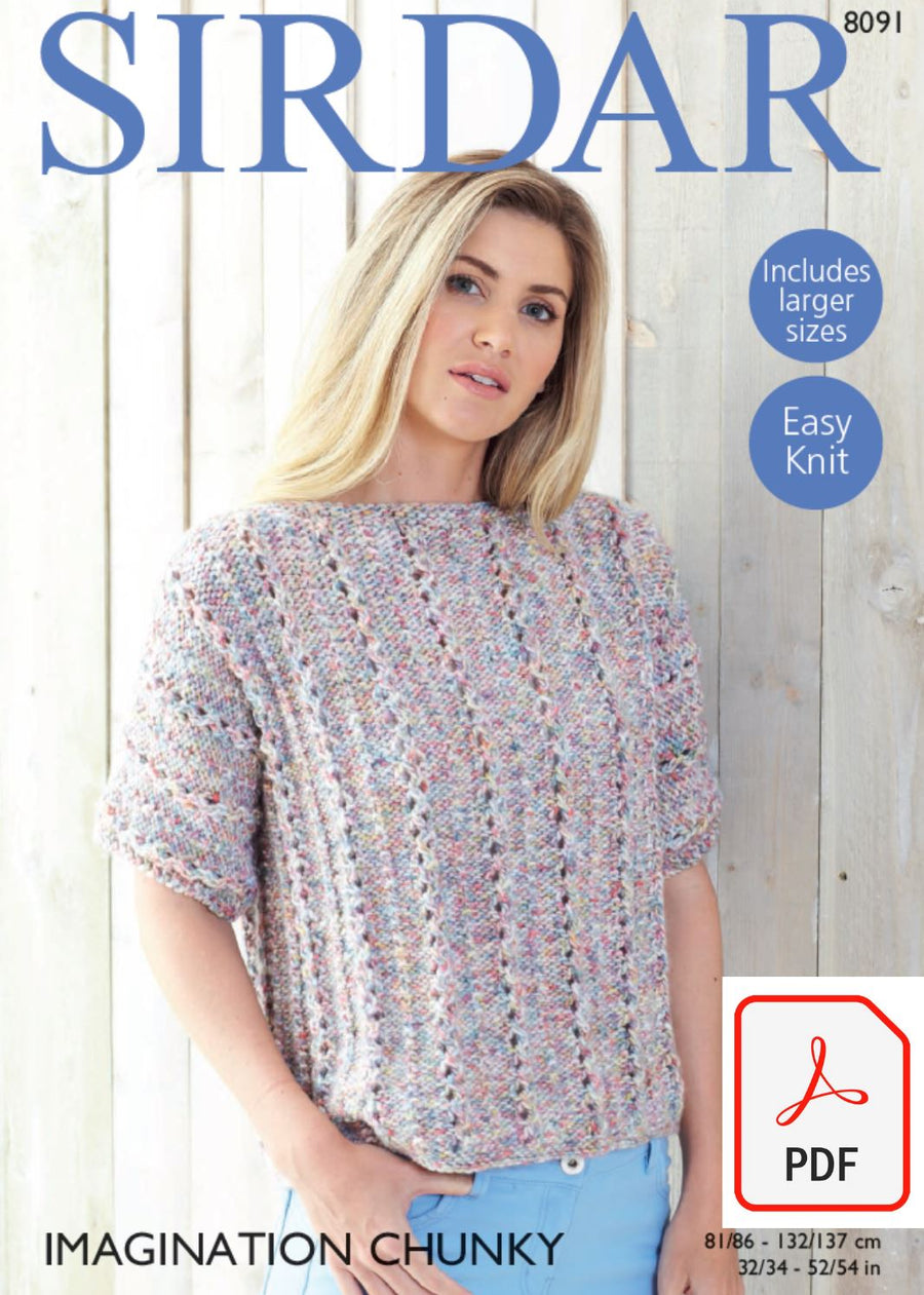 Sirdar 8091 Top in Imagination Chunky (PDF) Knit in a Box 