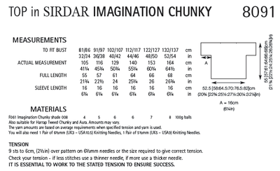 Sirdar 8091 Top in Imagination Chunky (PDF) Knit in a Box