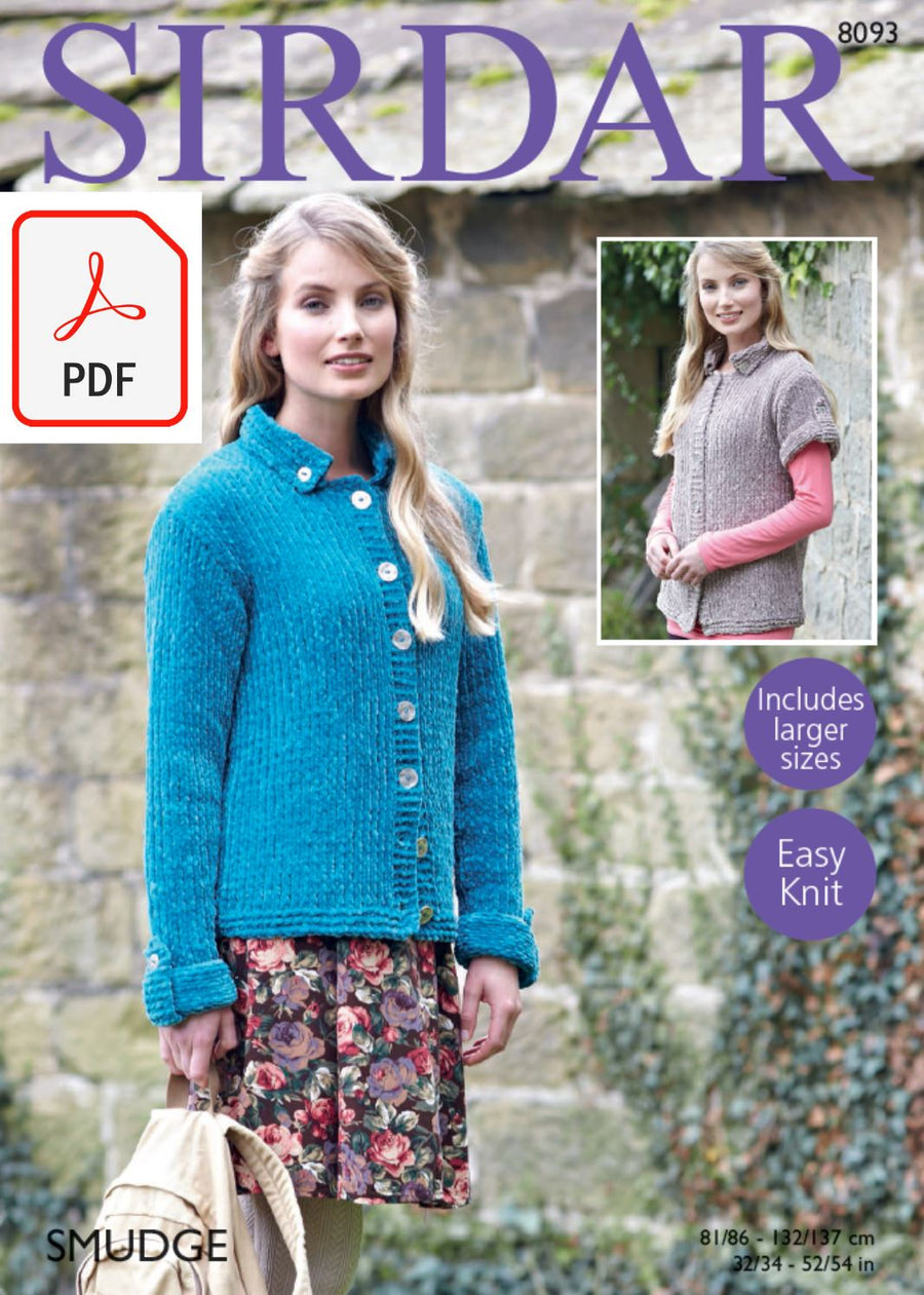 Sirdar 8093 Cardigans in Smudge (PDF) Knit in a Box 