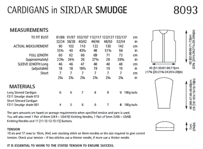 Sirdar 8093 Cardigans in Smudge (PDF) Knit in a Box