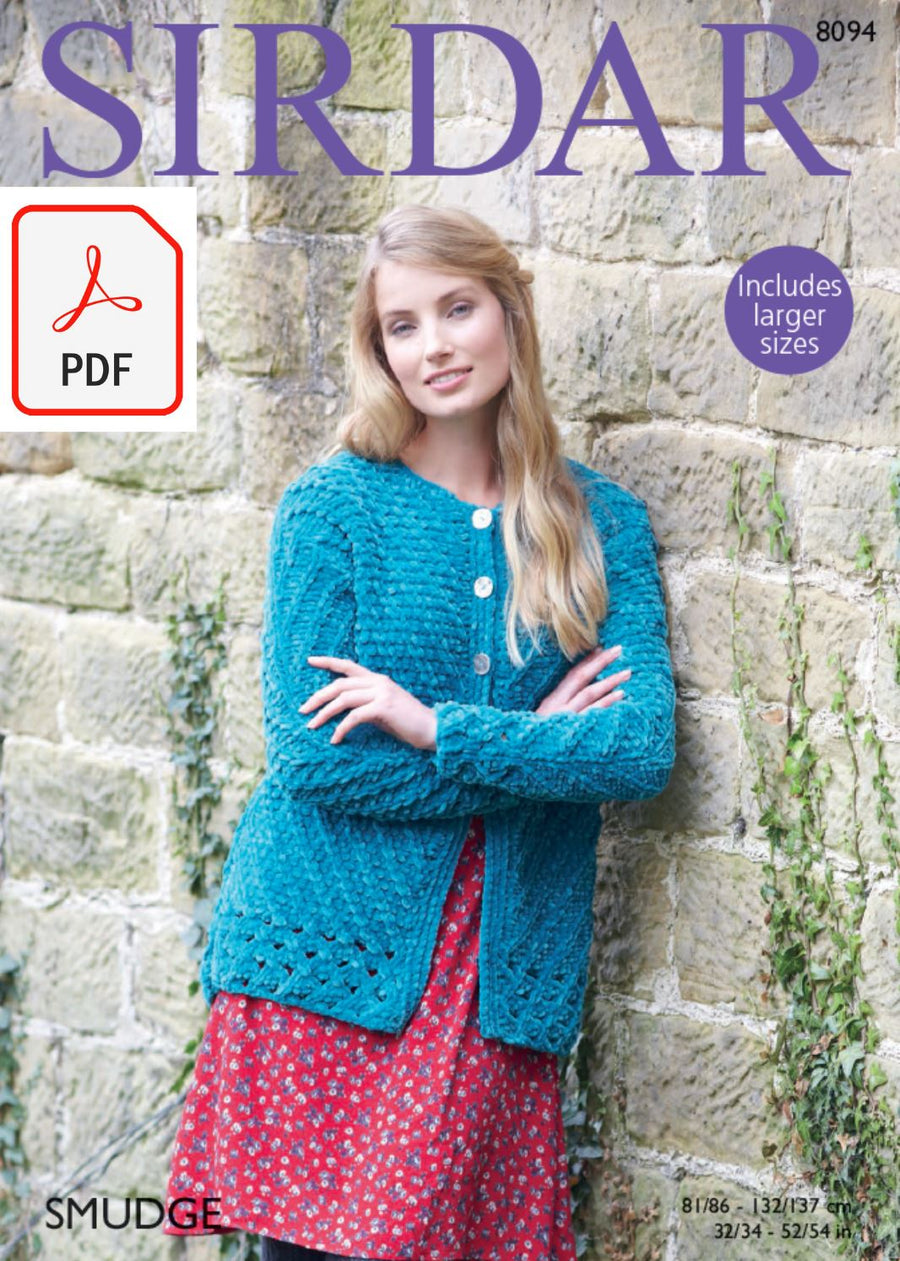 Sirdar 8094 Jacket in Smudge (PDF) Knit in a Box 
