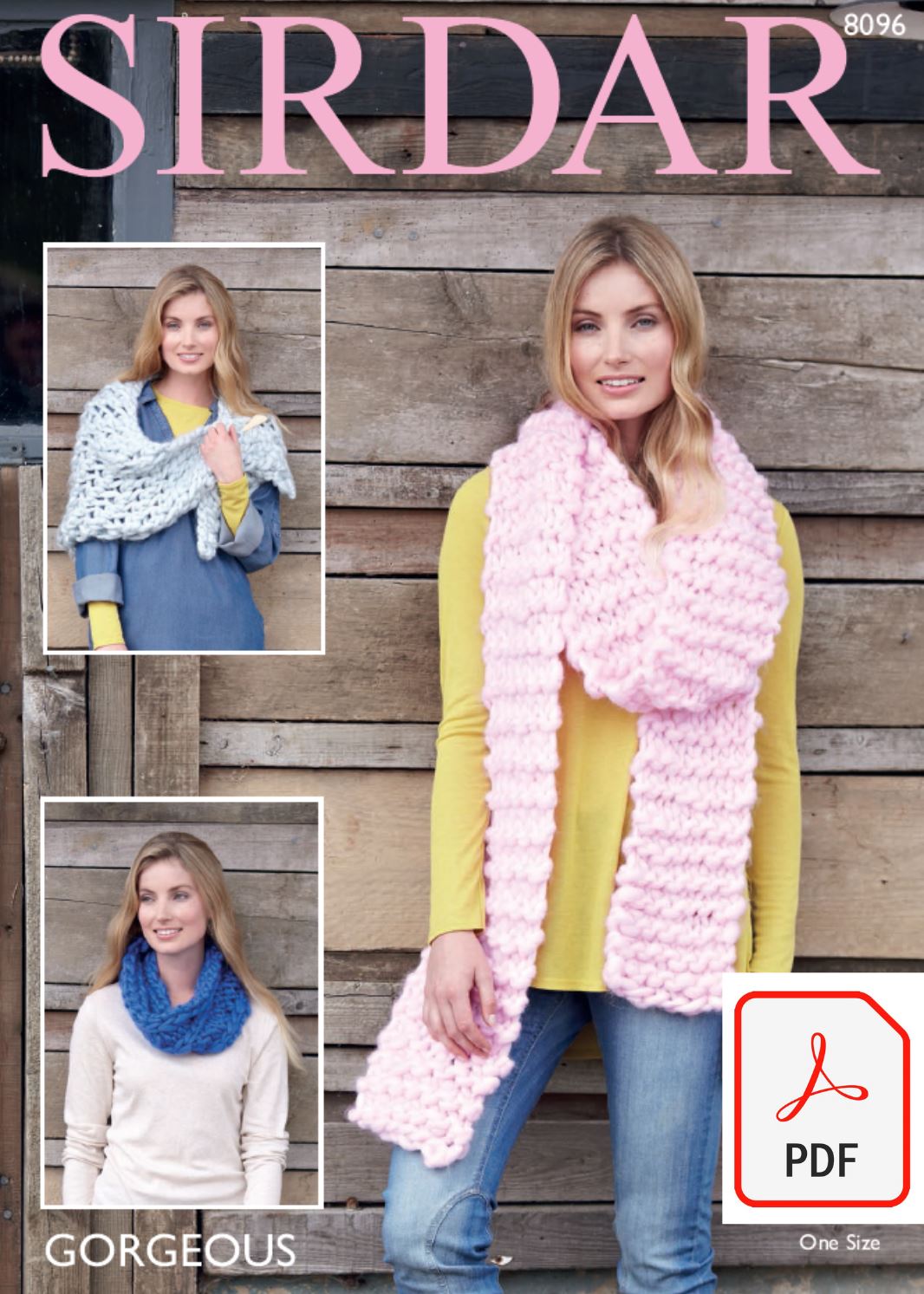 Sirdar 8096 Wrap, Snood and Scarf in Gorgeous (PDF) Knit in a Box