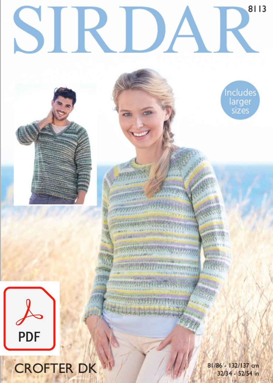 Sirdar 8113 Sweaters in Crofter DK (PDF) Knit in a Box 