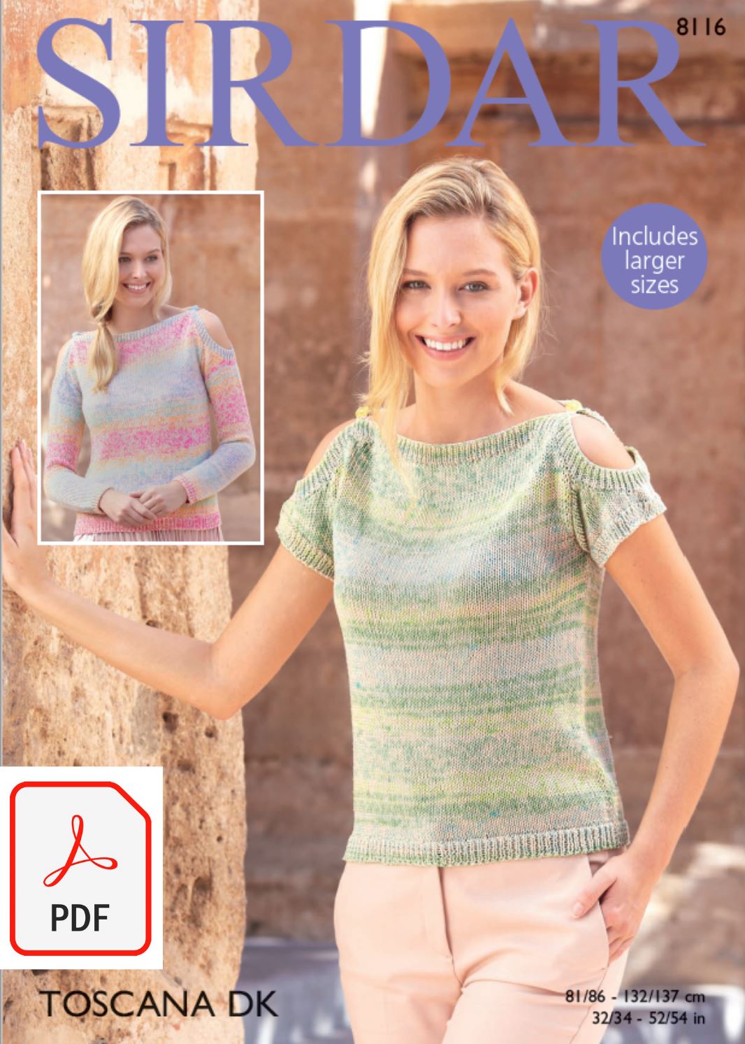 Sirdar 8116 Tops in Toscana DK (PDF) Knit in a Box