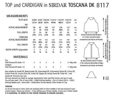 Sirdar 8117 Top and Cardigan in Toscana DK (PDF) Knit in a Box