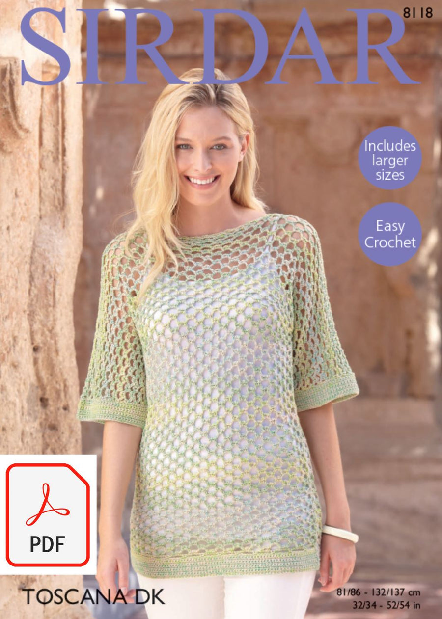 Sirdar 8118 Top in Toscana DK (PDF) Knit in a Box 