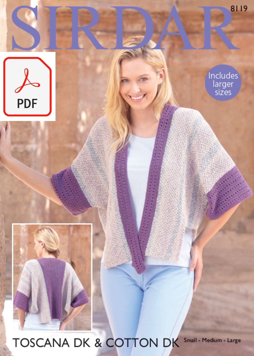 Sirdar 8119 Jacket in Toscana DK With Cotton DK (PDF) Knit in a Box