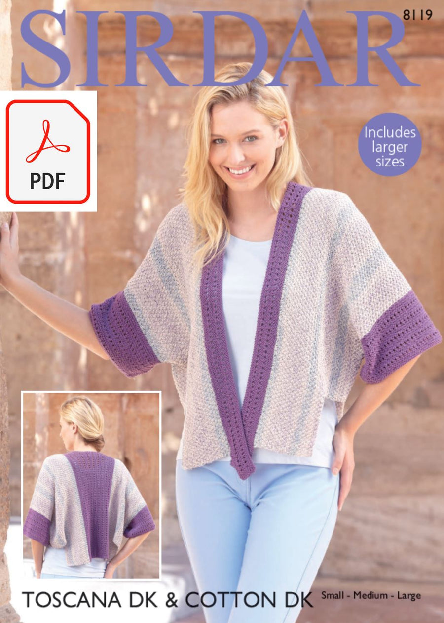 Sirdar 8119 Jacket in Toscana DK With Cotton DK (PDF) Knit in a Box 