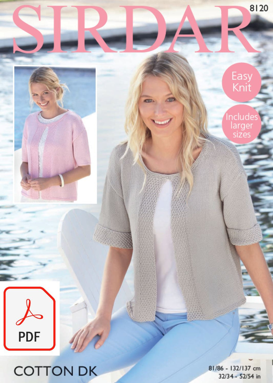 Sirdar 8120 Woman´s Split Front Top in Cotton DK (PDF) Knit in a Box 