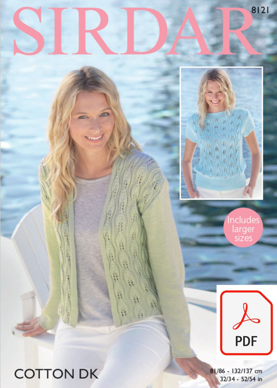 Sirdar 8121 Jacket and Top in Cotton DK (PDF) Knit in a Box 
