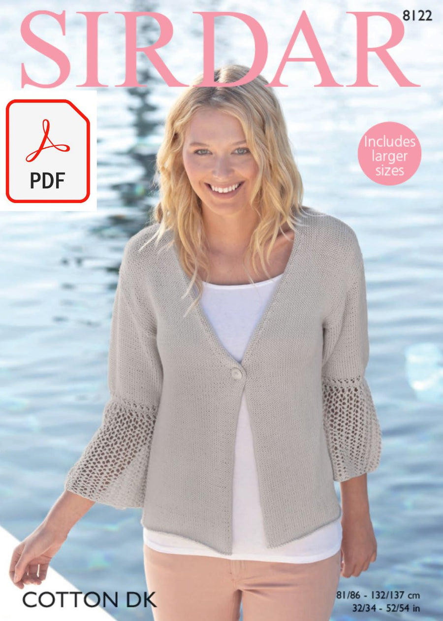 Sirdar 8122 Jacket in Cotton DK (PDF) Knit in a Box 