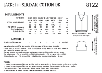 Sirdar 8122 Jacket in Cotton DK (PDF) Knit in a Box