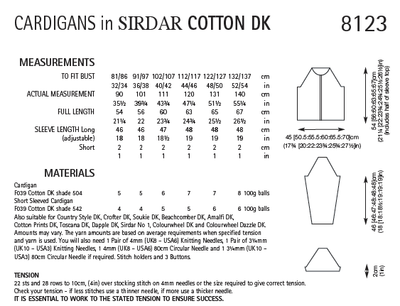 Sirdar 8123 Cardigans in Cotton DK (PDF) Knit in a Box
