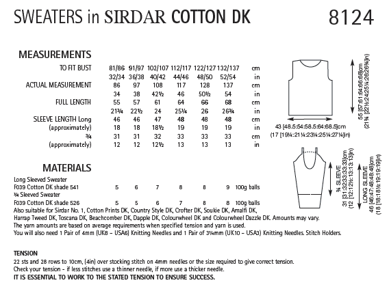Sirdar 8124 Sweaters in Cotton DK (PDF) Knit in a Box