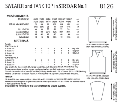 Sirdar 8126 Sweater and Tank Top in Sirdar No.1 (PDF) Knit in a Box