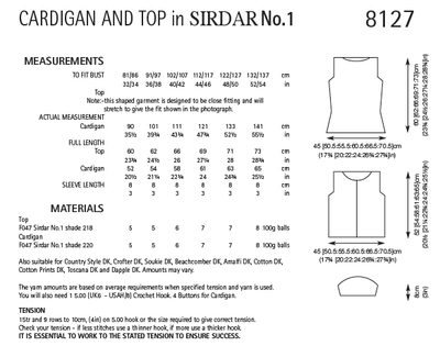 Sirdar 8127 Cardigan and Top in Sirdar No.1 (PDF) Knit in a Box