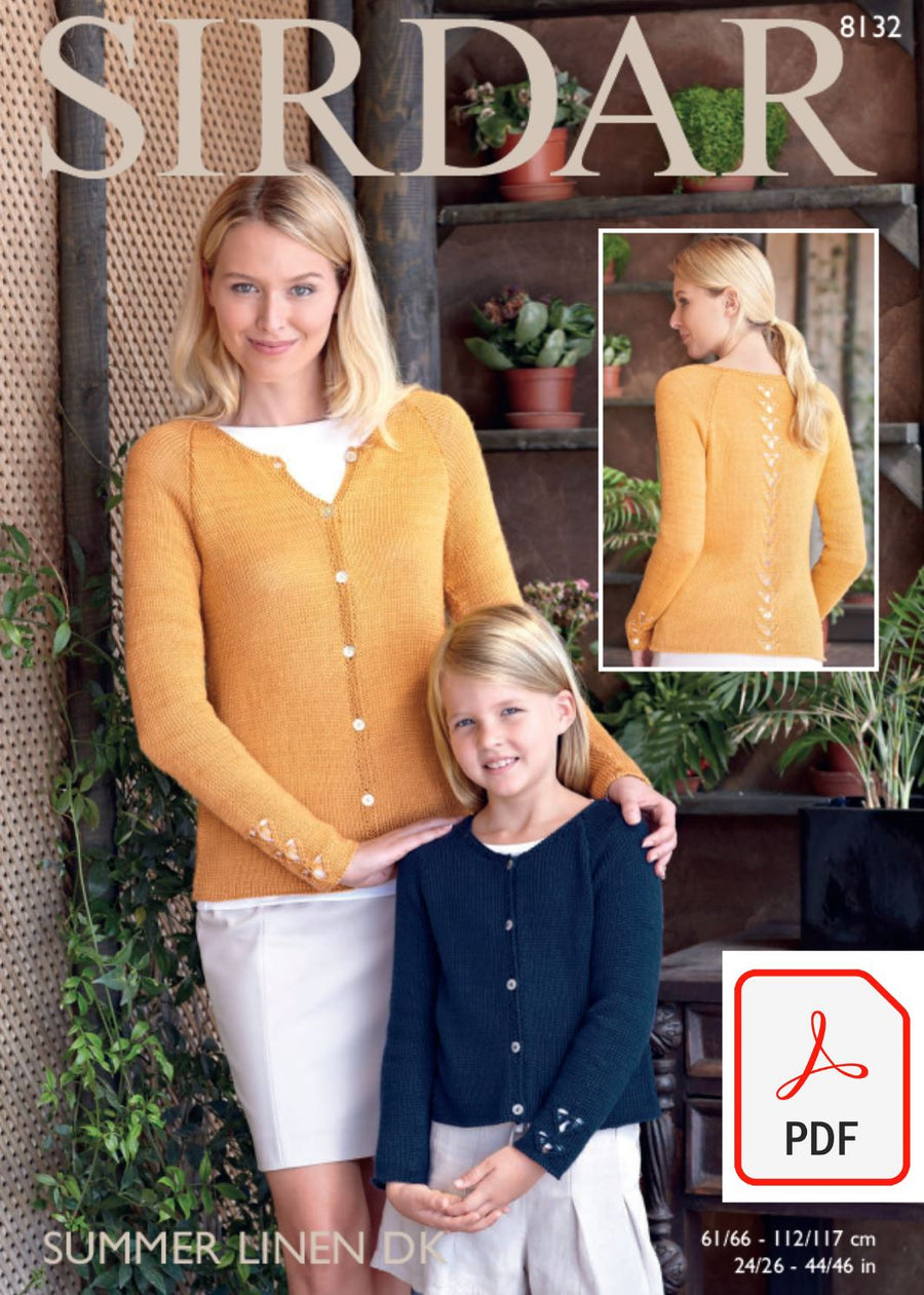 Sirdar 8132 Cardigan in Summer Linen DK (PDF) Knit in a Box 