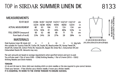 Sirdar 8133 Top in Summer Linen DK (PDF) Knit in a Box