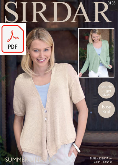 Sirdar 8135 Cardigan with Draped Fronts in Summer Linen DK (PDF) Knit in a Box