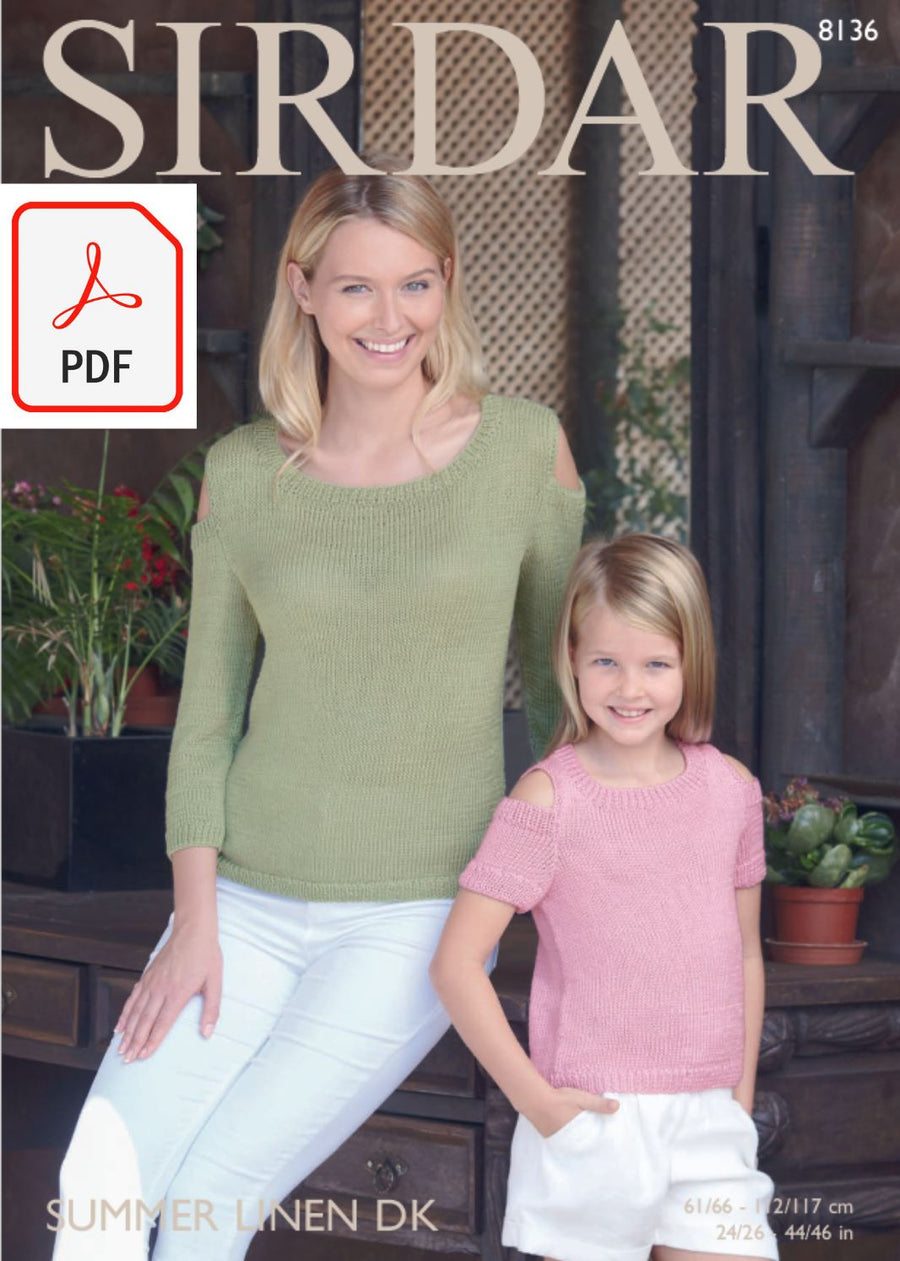 Sirdar 8136 Tops in Summer Linen DK (PDF) Knit in a Box 