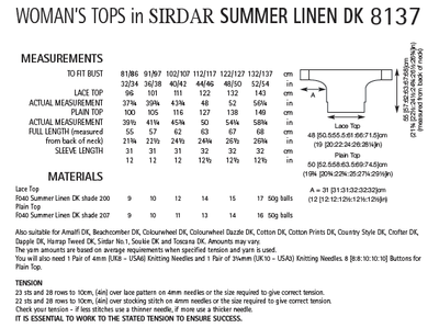 Sirdar 8137 Woman´s Tops in Summer Linen DK (PDF) Knit in a Box
