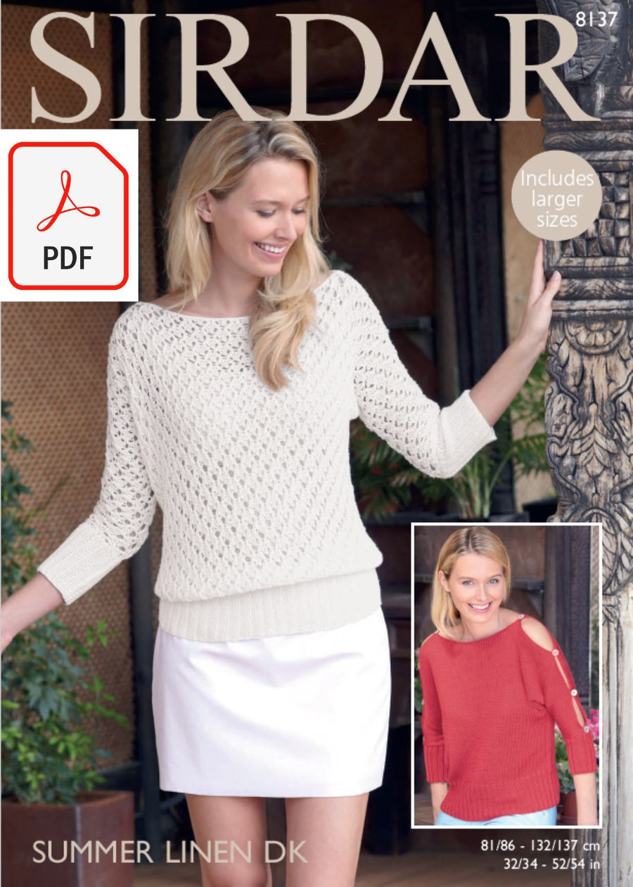 Sirdar 8137 Woman´s Tops in Summer Linen DK (PDF) Knit in a Box 
