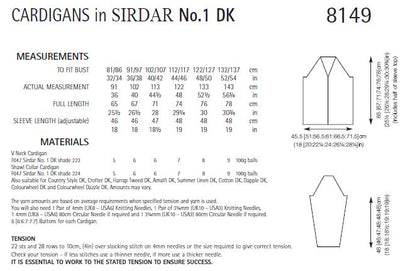 Sirdar 8149 Cardigans in No.1 DK (PDF) Knit in a Box