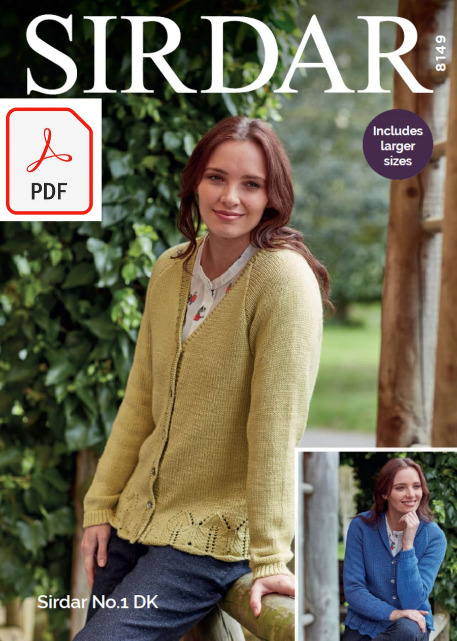 Sirdar 8149 Cardigans in No.1 DK (PDF) Knit in a Box 