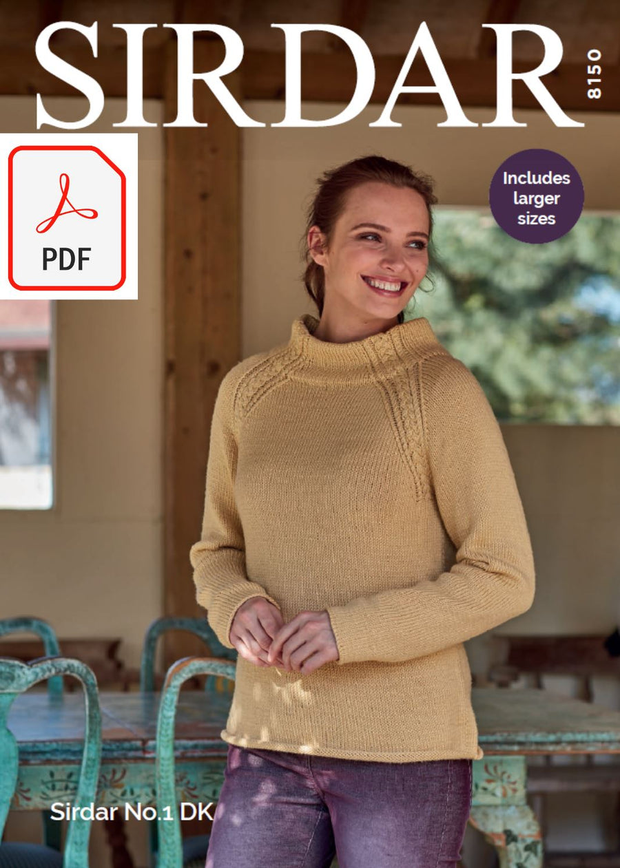 Sirdar 8150 Sweater in No.1 DK (PDF) Knit in a Box 