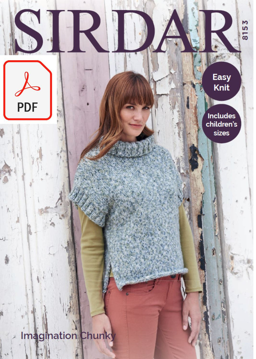 Sirdar 8153 Cowl Neck Top in Imagination Chunky (PDF) Knit in a Box 