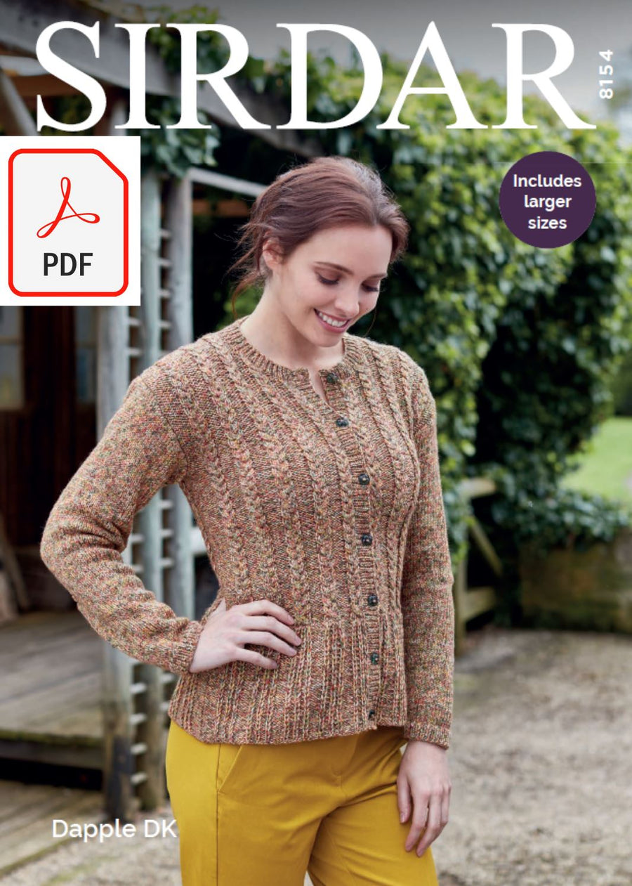 Sirdar 8154 Jacket in Dapple DK (PDF) Knit in a Box 