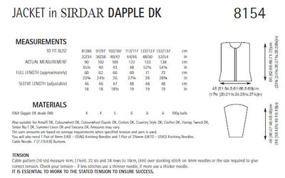 Sirdar 8154 Jacket in Dapple DK (PDF) Knit in a Box