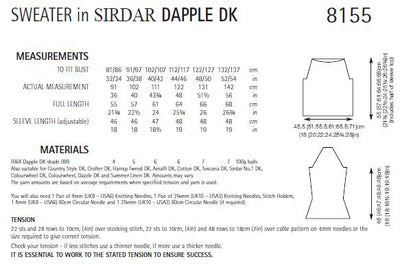 Sirdar 8155 Sweater in Dapple DK (PDF) Knit in a Box