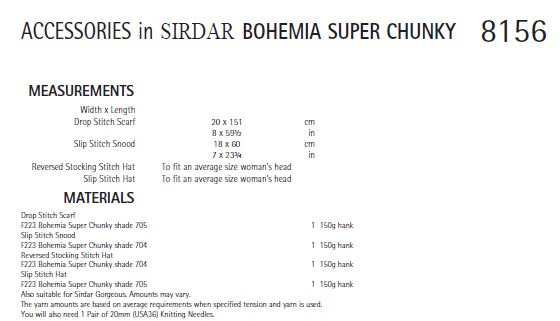 Sirdar 8156 Accessories in Bohemia Super Chunky (PDF) Knit in a Box