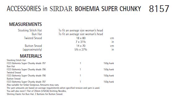 Sirdar 8157 Accessories in Bohemia Super Chunky (PDF) Knit in a Box